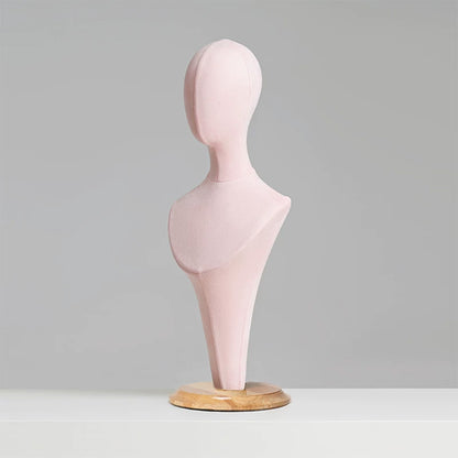JELIMATE Fabric Mannequin Head Stand with Wood Base for Hat Wig Jewelry Display