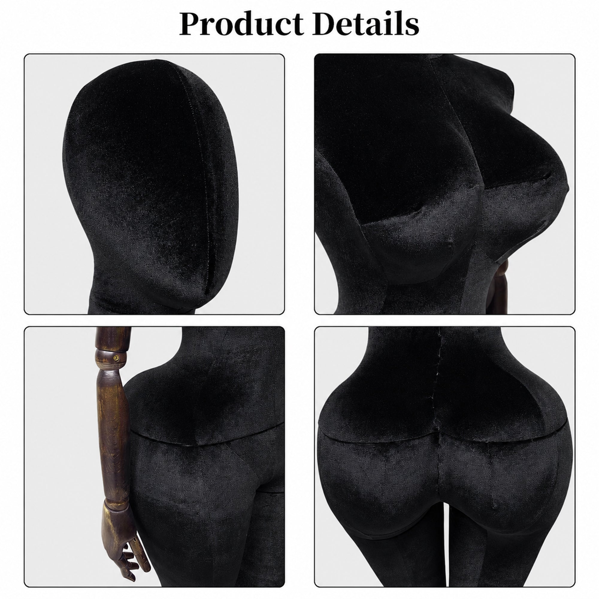 JELIMATE Plus Size Velvet Female Mannequin | Curvy Hourglass Full Body Display Form