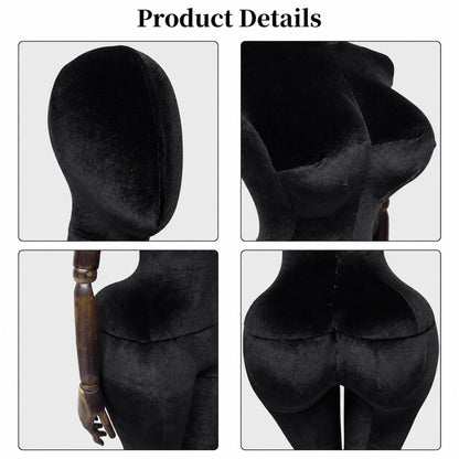 JELIMATE Plus Size Velvet Female Mannequin | Curvy Hourglass Full Body Display Form