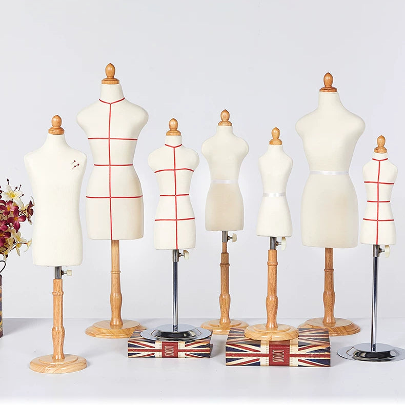 1/2 Scale Mini Female Dress Form for Draping, Fully Pinnable Small Tailor Dummy for Fashion Design & Teaching