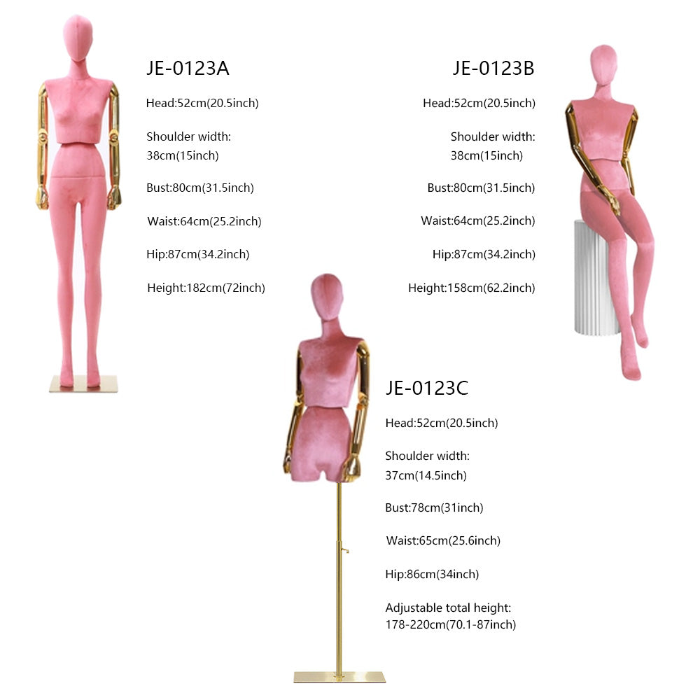 Detailed size chart for Jelimate female mannequin torso and full body dress form