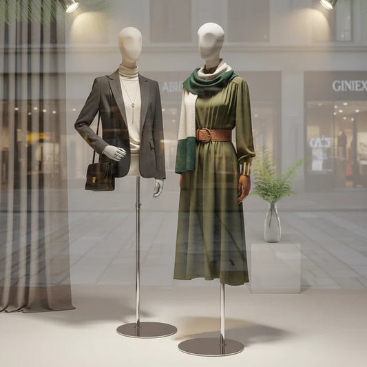 JELIMATE Professional Female Mannequin Torso with Arms | Adjustable Linen Dress Form for Boutique Clothing Display & Sewing | 4 Colors Available