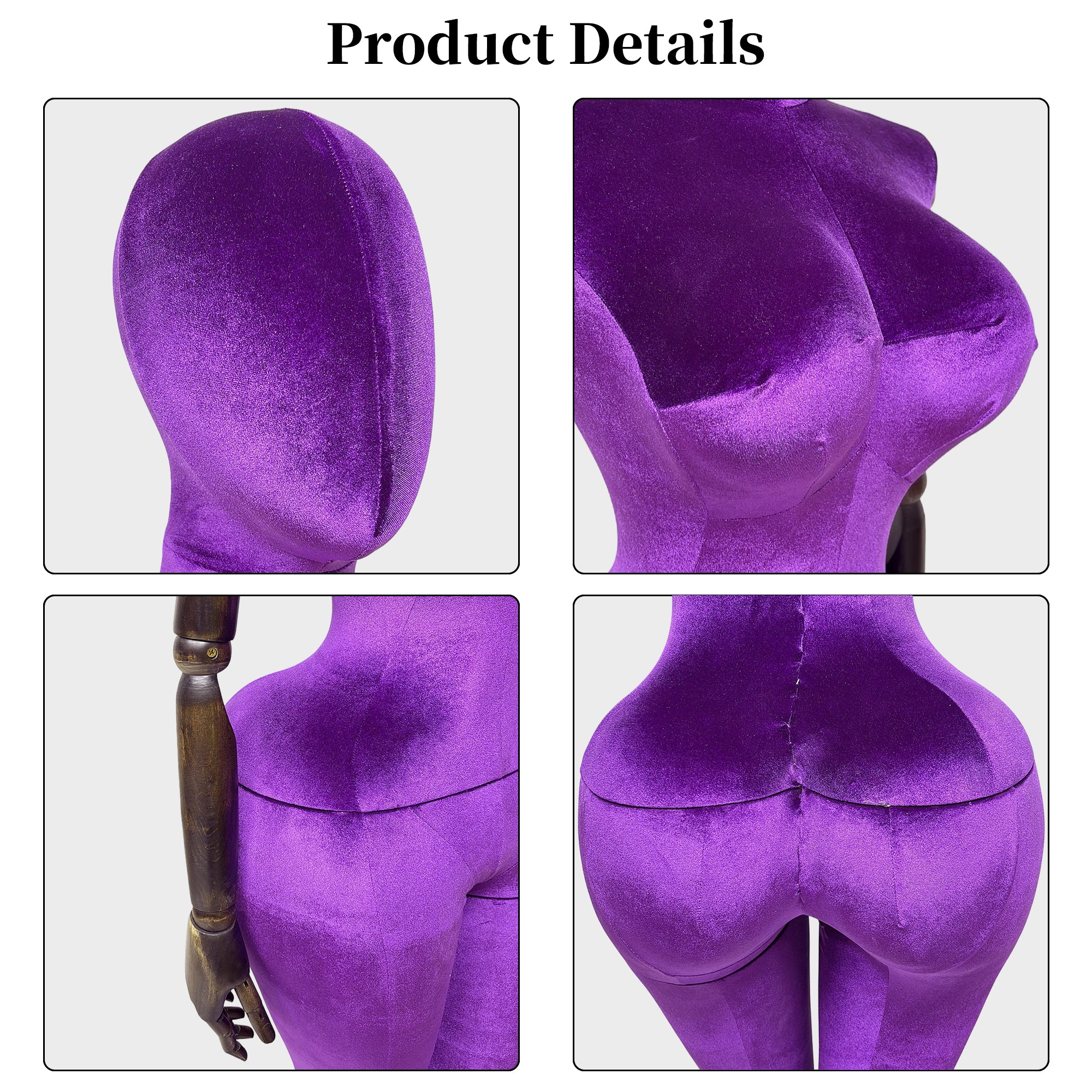 JELIMATE Plus Size Velvet Female Mannequin | Curvy Hourglass Full Body Display Form