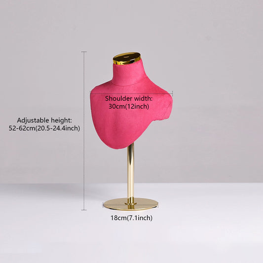 Jelimate Jewelry Store Counter Velvet Mannequin Bust,Suede Dress Form Necklace Display Mannequin Bust,Necklace Stand Jewelry Display Bust Neck Model