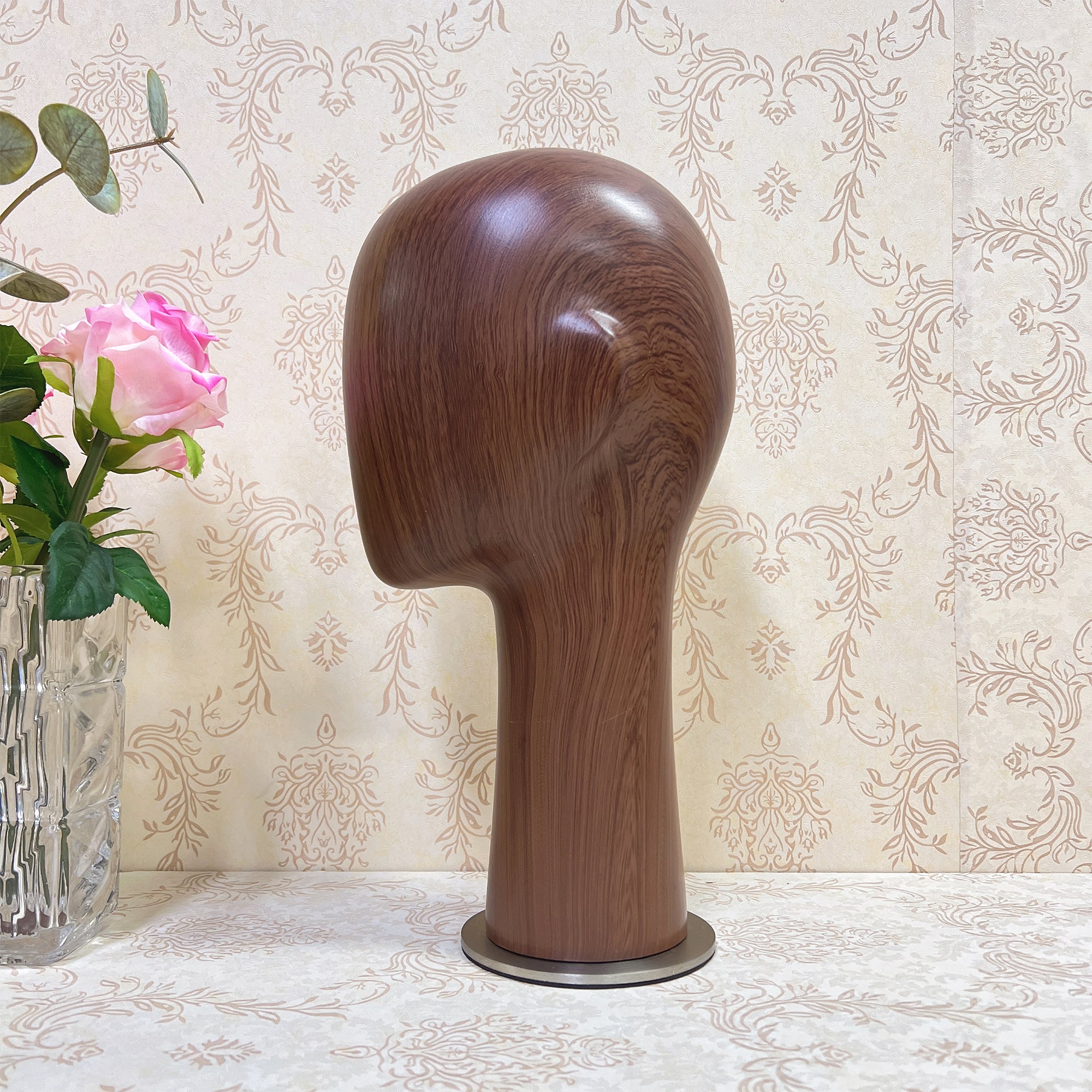 Jelimate Water Transfer Wooden Head Effect Fiberglass Mannequin Head Display,Hat Mannequin Head Dress Form,Sunglasses Headband Display Head Model Props