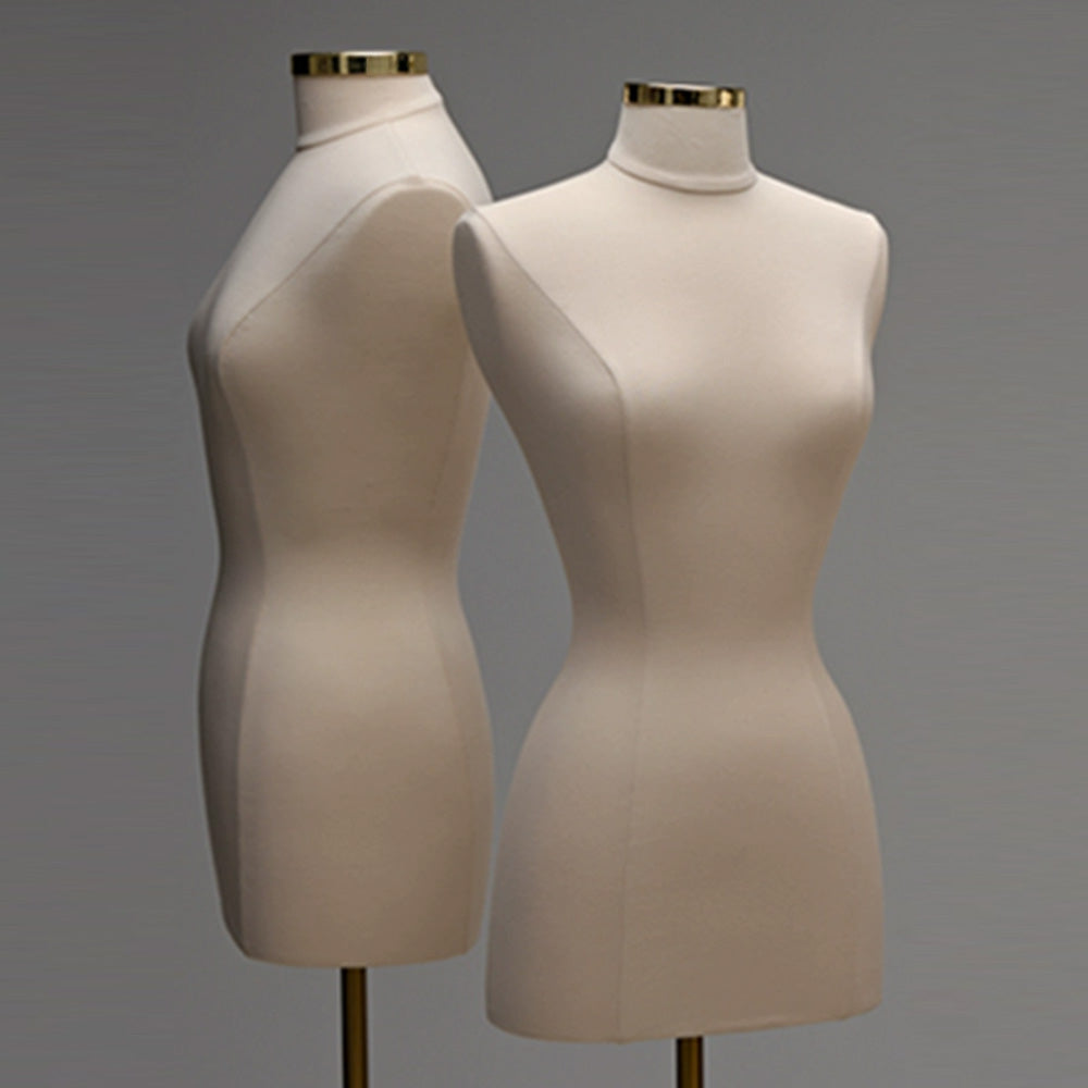 Jelimate Half Body Plus Size Female Mannequin Torso - Pinnable Dress Form with Beige Velvet Cover