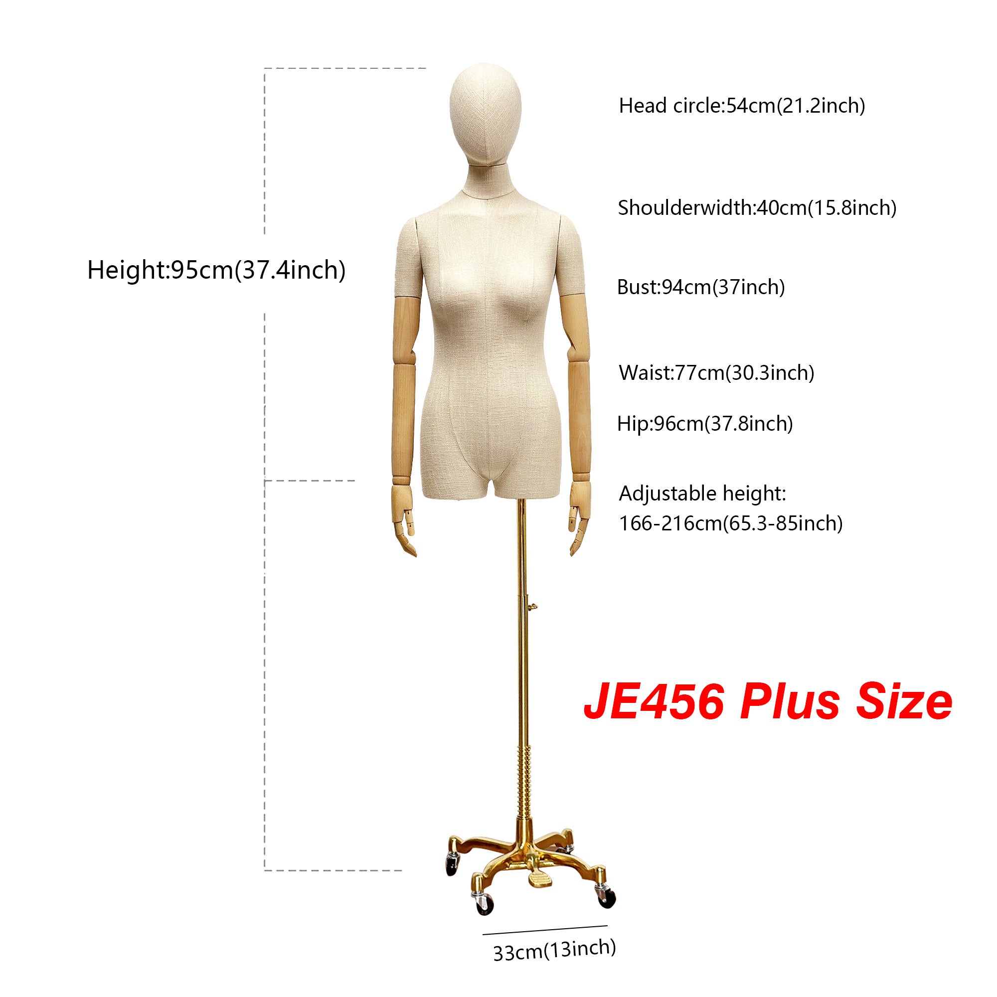 Jelimate Luxury Female Plus Size Mannequin Half Body Dress Form,Grey Linen Dress Form Wedding Dress Mannequin,Clothing Store Female Torso Mannequin Plus Size Model