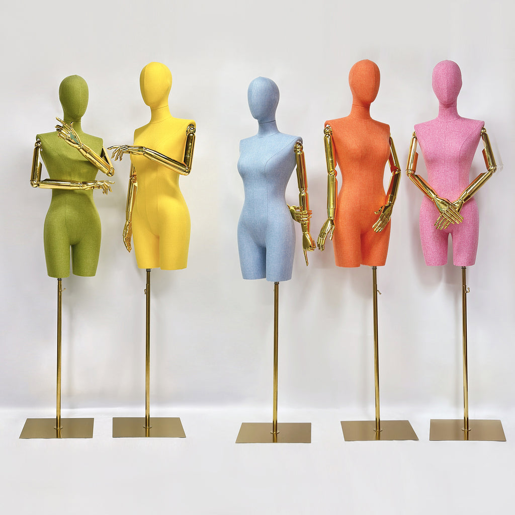 JELIMATE Linen Female Dress Form - Half Body Mannequin for Window Display