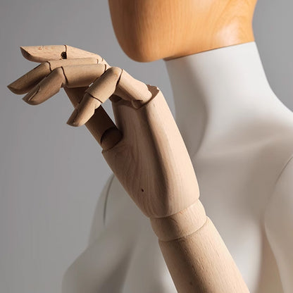 White Fiberglass Full & Half Body mannequin with Wooden Arms and hand - JELIMATE Premium Mannequin Set