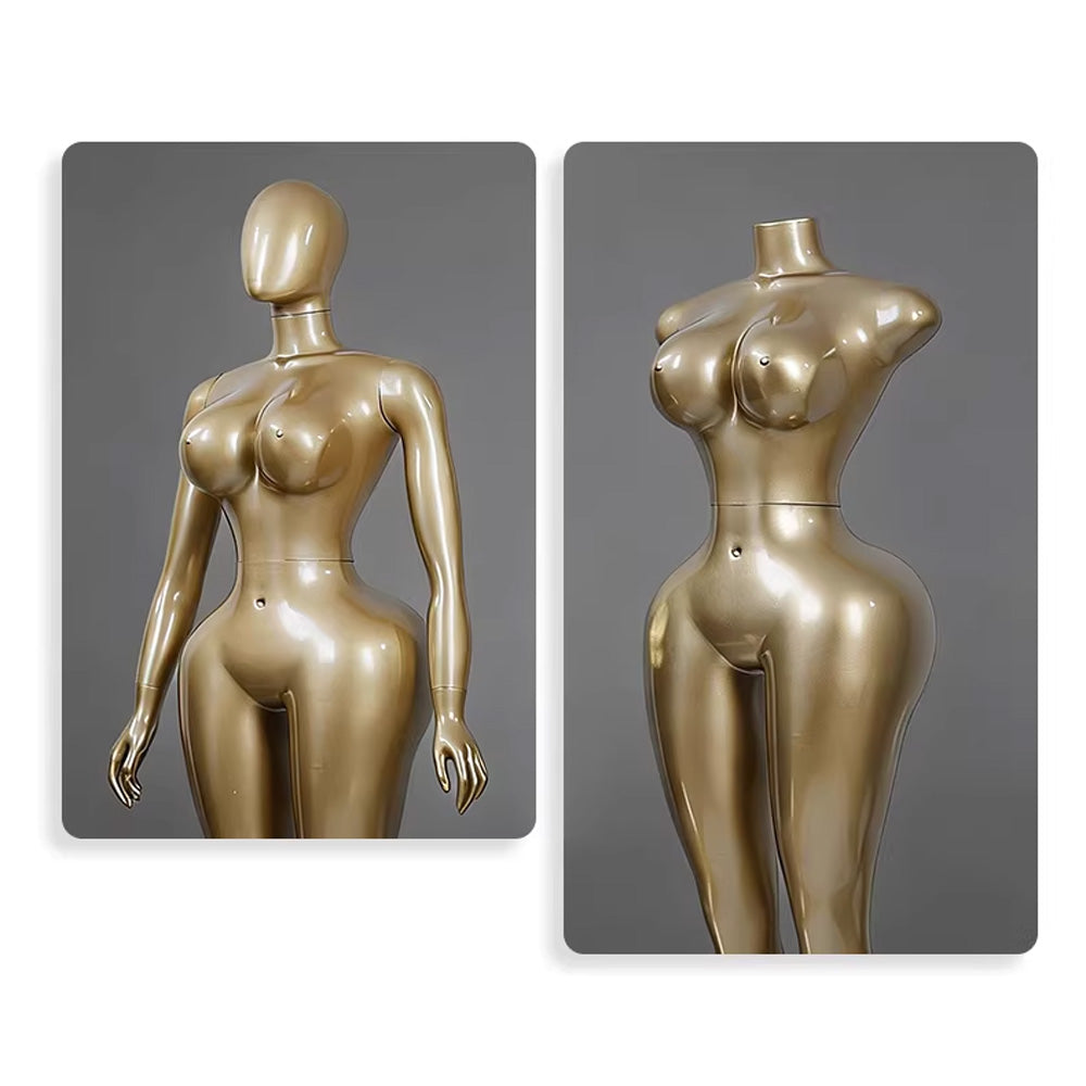 Premium Chrome Plated Female Mannequin - Full Body Display Stand for Boutique