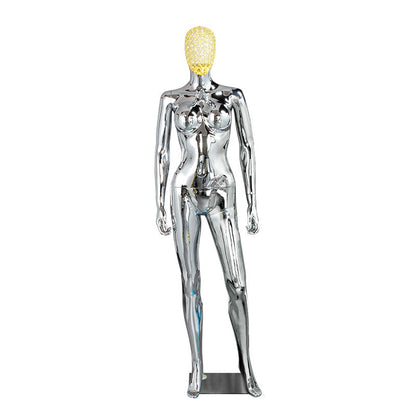 Premium Electroplated Female Mannequin - Hollow Metal Wire Head Display