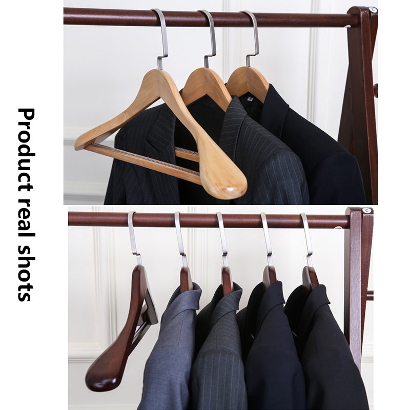 Retro Wide-Shoulder Wooden Hanger: Premium Non-Slip Closet Essential