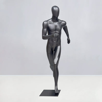 Running Mannequin Full Body Black Fiberglass Athletic Display Stand Male Female Gym Store
