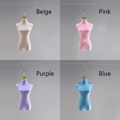 JELIMATE Luxury Velvet Female Hanging Mannequin Torso - Aesthetic Bridal Mannequin with Gold Hook