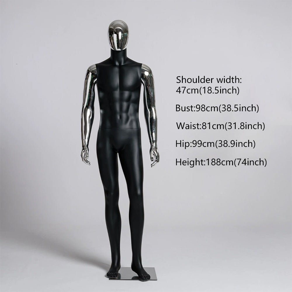 JELIMATE Matte Black Muscular Male Mannequin, Gold/Silver for Menswear Store Display