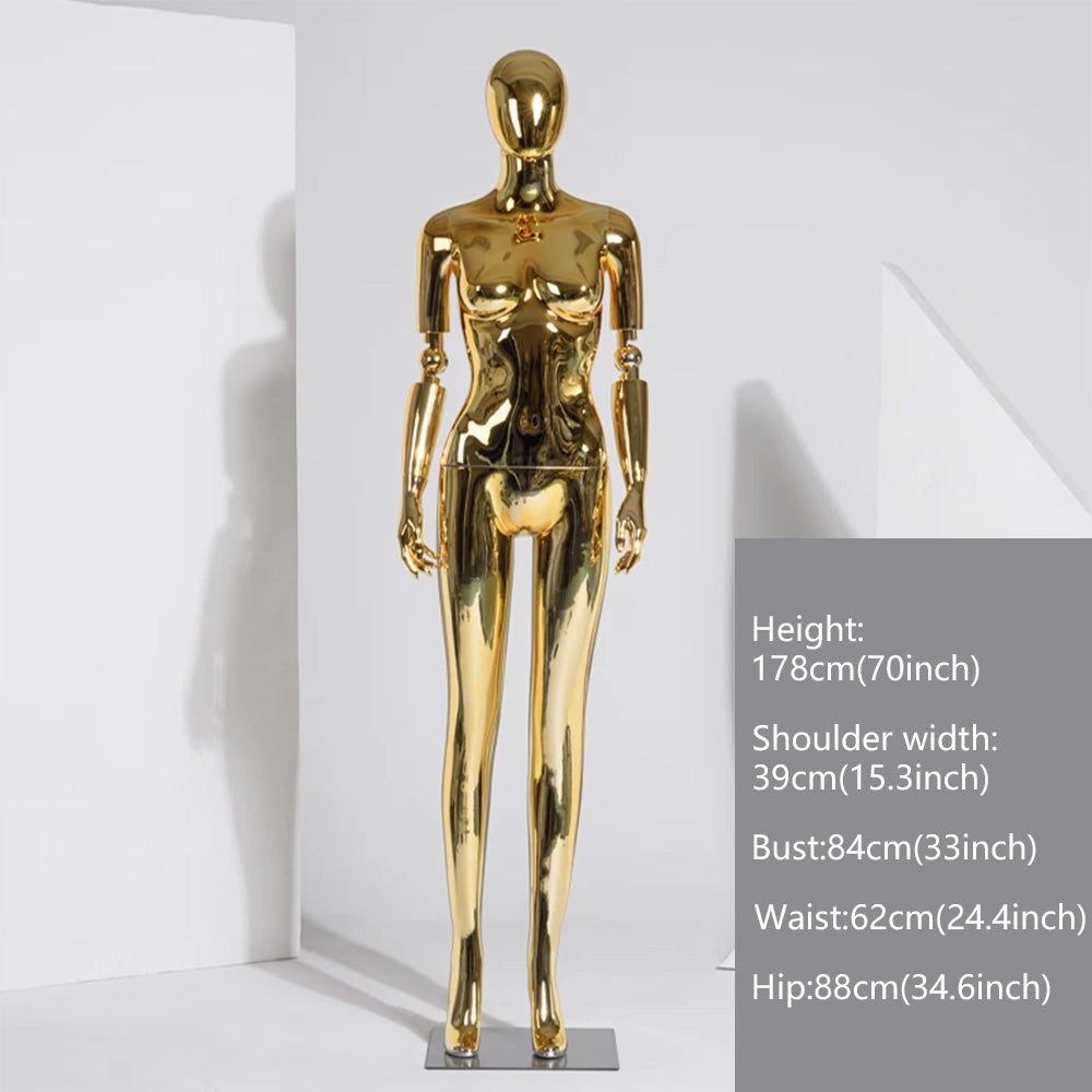 JELIMATE Electroplated Female Full Body Mannequin Window Display | Silver Gold Mirror