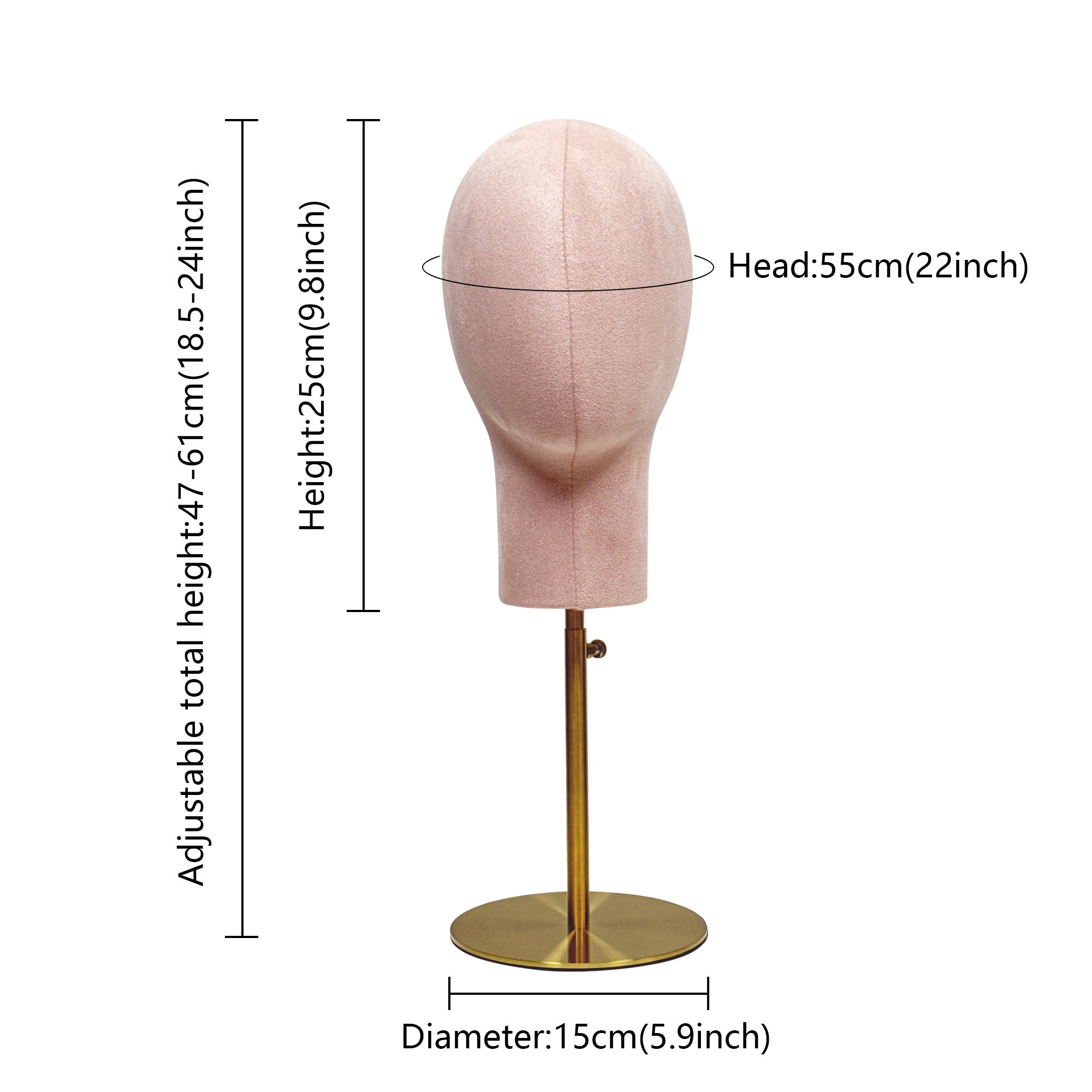 جيليمت رأس عارضة أزياء قابل للتثبيت بالكامل للشعر المستعار، رأس عارضة أزياء مخملي ملون للسيدات لعرض الفساتين، رأس عارضة أزياء لعرض المجوهرات وعصابات الرأس والقبعات