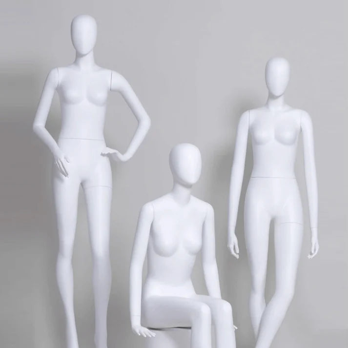JELIMATE Luxury Matte White Female Mannequin - Full Body Fiberglass Display Stand with Base