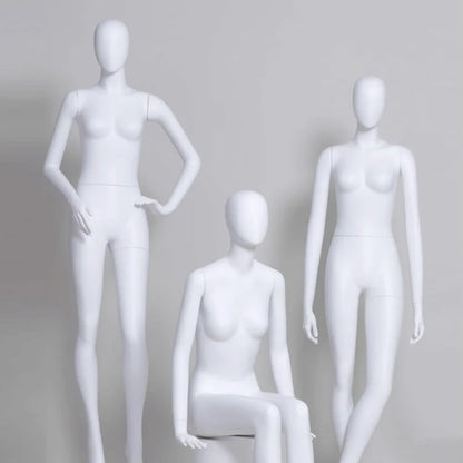 JELIMATE Luxury Matte White Female Mannequin - Full Body Fiberglass Display Stand with Base