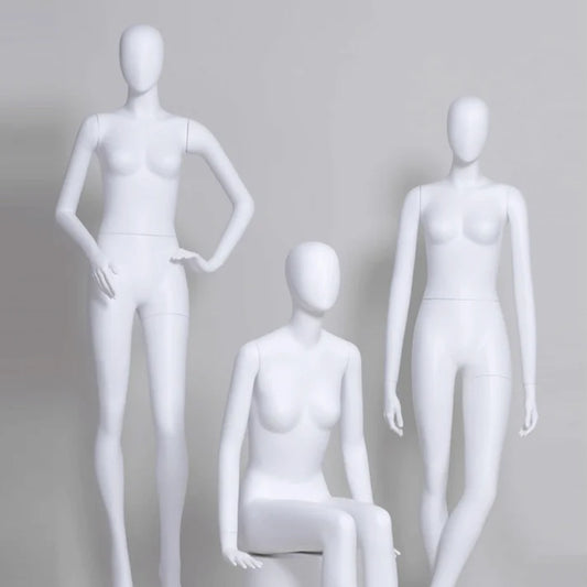 JELIMATE Luxury Matte White Female Mannequin - Full Body Fiberglass Display Stand with Base