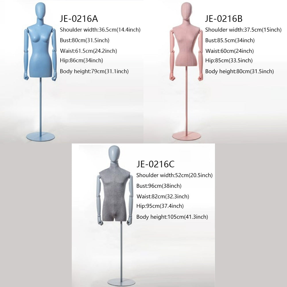 Jelimate Male Kid Female Mannequin Torso With Wooden Arms,Colorful Velvet Dress Form Model Leather Mannequin,Window Dress Form Clothing Dress Form