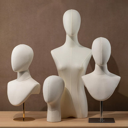 JELIMATE Fabric Mannequin Head Display Stand for Wigs Hats Scarves with Adjustable Base