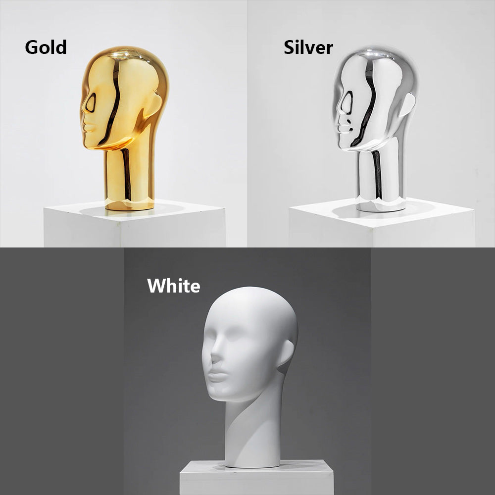 Premium Electroplated Mannequin Head Display Stand - Luxury Wig Hat Glasses Jewelry Holder