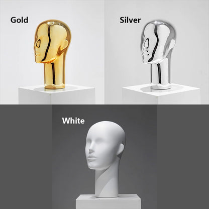 Premium Electroplated Mannequin Head Display Stand - Luxury Wig Hat Glasses Jewelry Holder