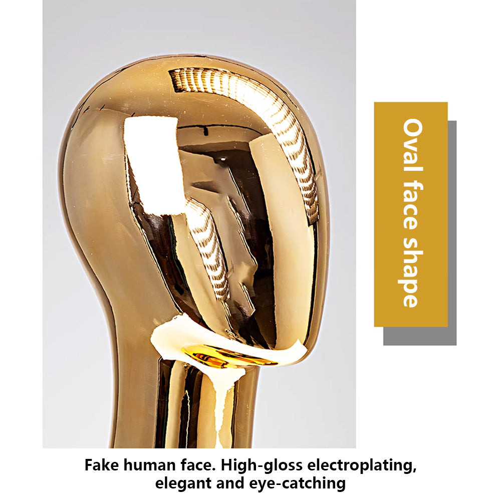 Luxury Electroplated Wall-Mounted Mannequin Head Display - Hat & Wig Stand Gold/Silver