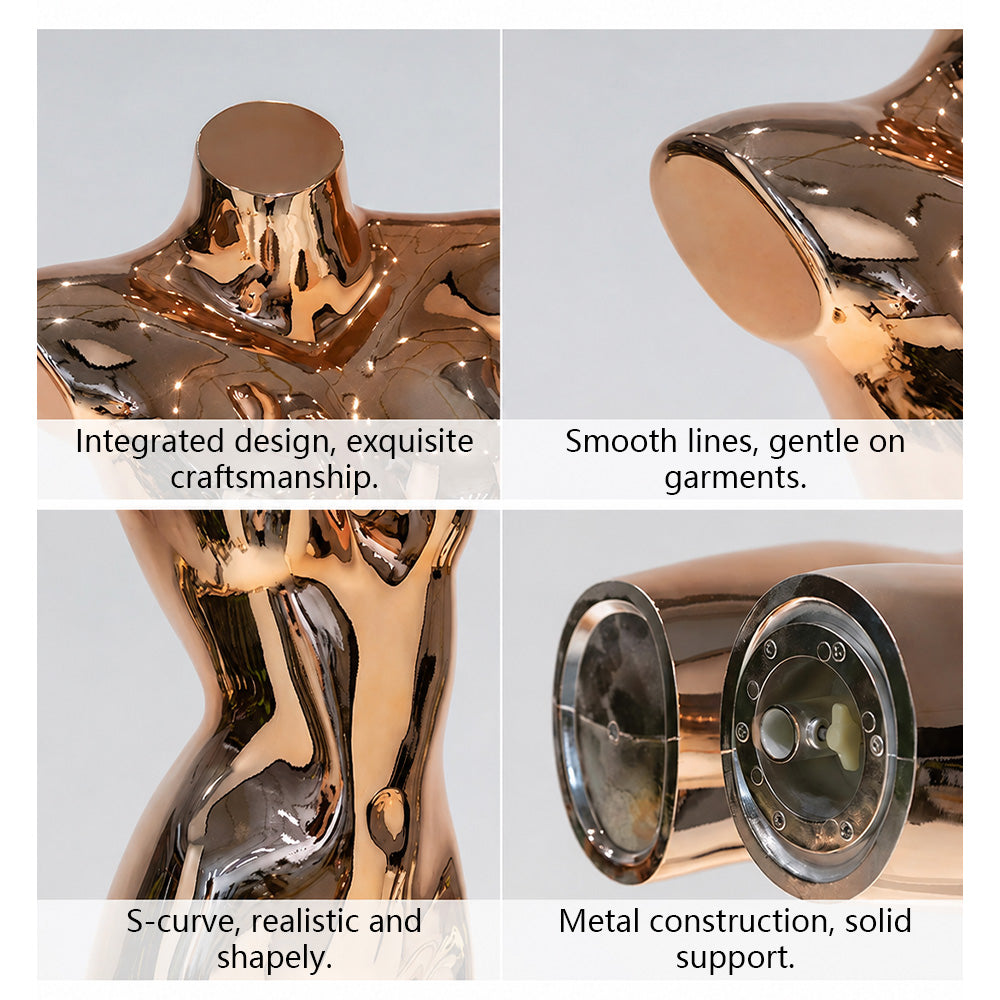JELIMATE Electroplated Rose Gold Lingerie Mannequin | Bust Butt Form for Underwear Bikini