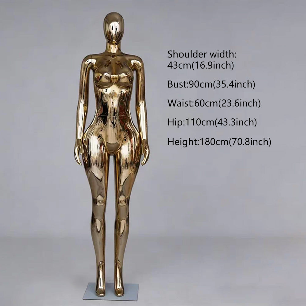 JELIMATE Plus Size Electroplated Female Mannequin 3 Colors, Curvy Window Display Fixture
