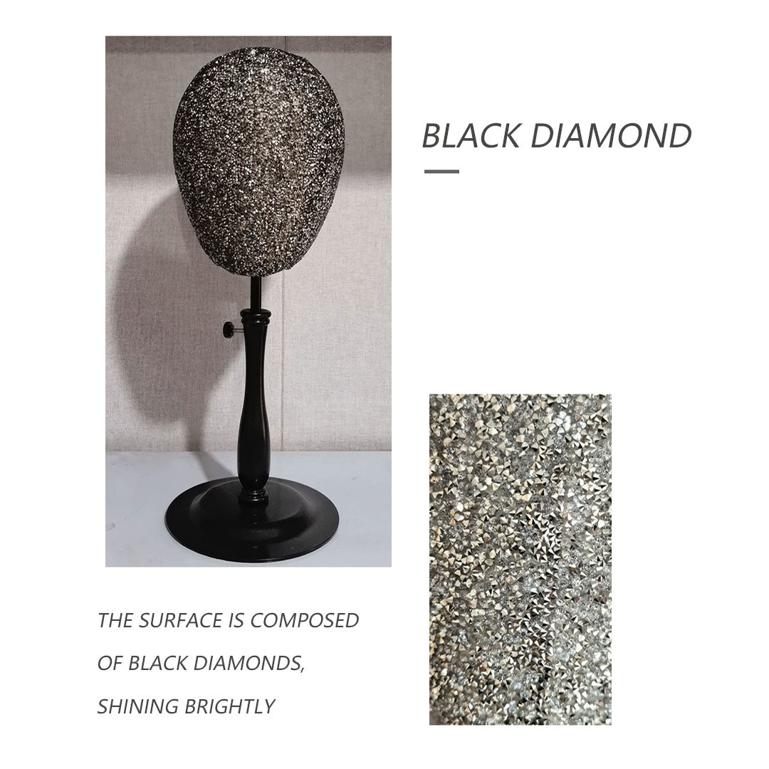 JELIMATE Glitter Diamond Wig Stand, Pinnable Sparkle Mannequin Head for Window Display