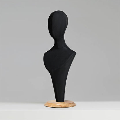 JELIMATE Fabric Mannequin Head Stand with Wood Base for Hat Wig Jewelry Display