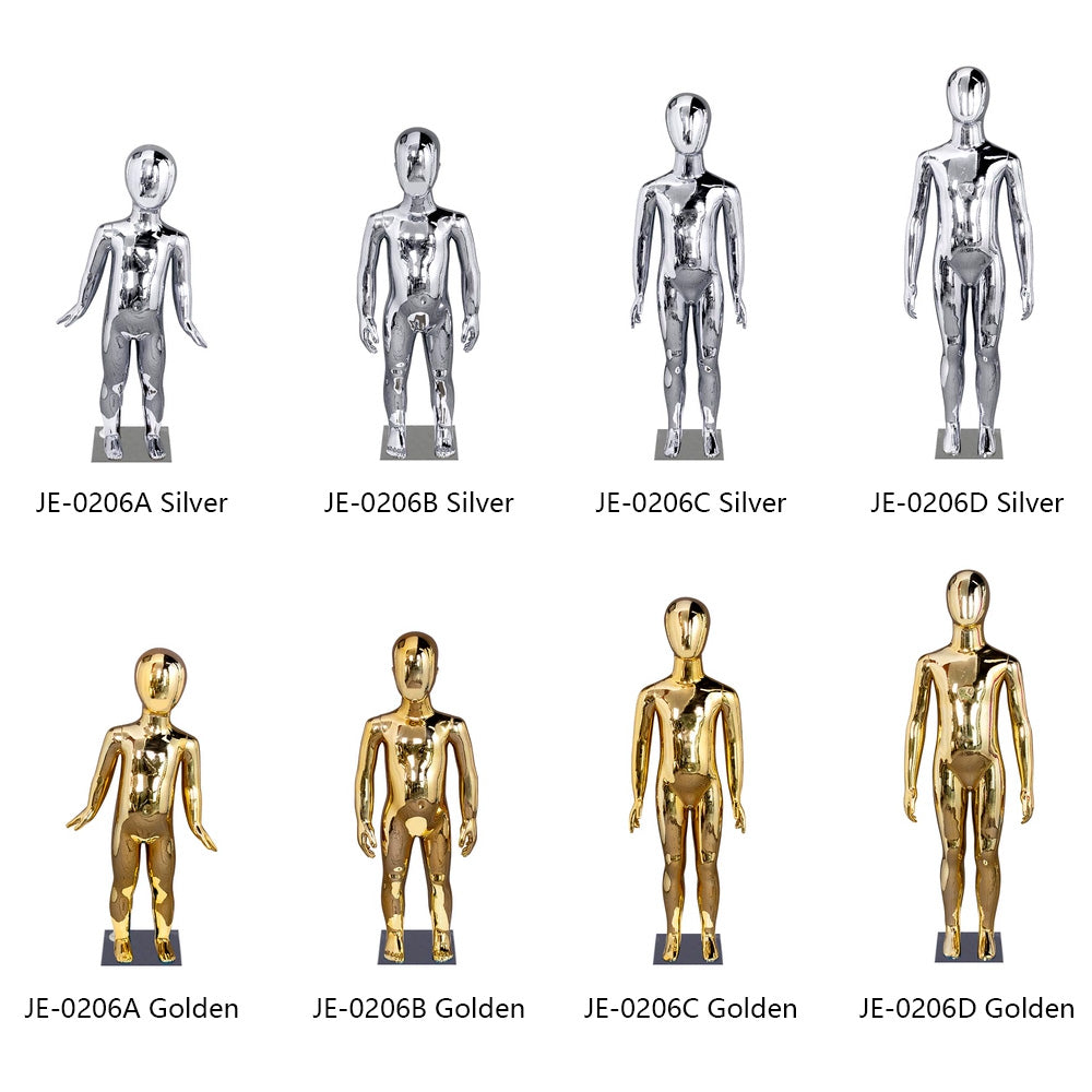 Jelimate Gold & Silver Full Body Kid Mannequin | Children Dress Form for Clothing Store Window Display