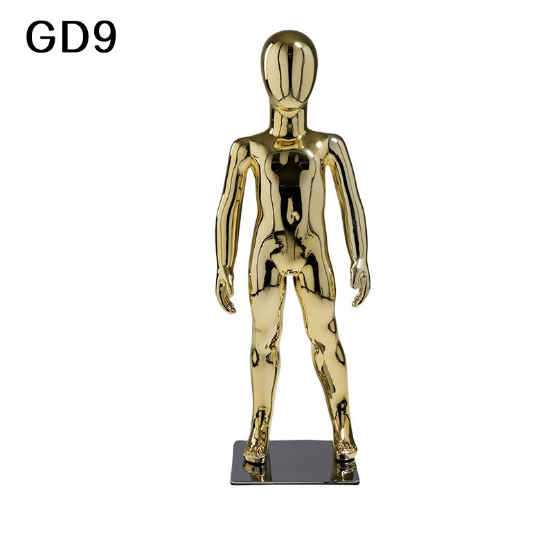 Luxury Gold Kids Mannequin Display | Mirror Finish Child Full Body Window Display Mannequin | JELIMATE