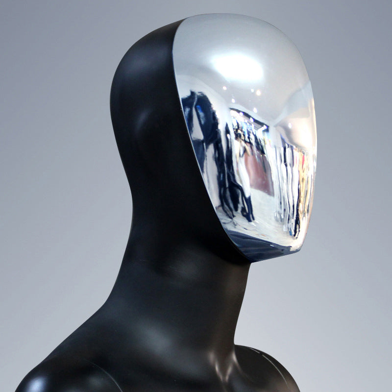 JELIMATE Premium Full-Body Male Mannequin - Silver Electroplated Head & Hands | Black Fiberglass Display