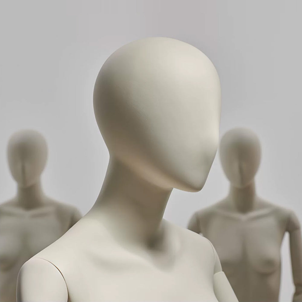 JELIAMTE | Handcrafted Female Mannequin with Articulated Real Wood Arms & Mirror Base