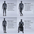 Jelimate Realistic Male Mannequin Full Body Model,Male Full Body Dress Form Black White Fiberglass Mannequin,Window Display Male Sport Mannequin Suit Model,Clothing Shop Male Display Mannequin for Clothes