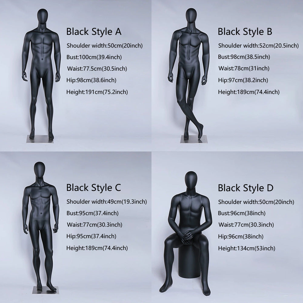 Jelimate Realistic Male Mannequin Full Body Model,Male Full Body Dress Form Black White Fiberglass Mannequin,Window Display Male Sport Mannequin Suit Model,Clothing Shop Male Display Mannequin for Clothes