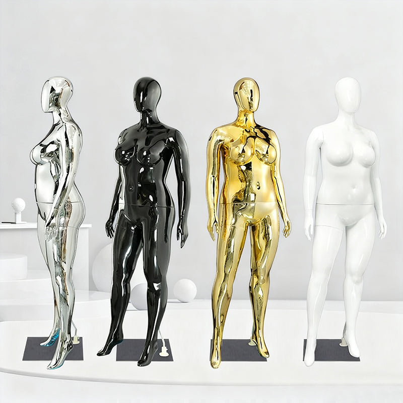 Plus Size Female Mannequin - Electroplated Curvy Full Body Display Model