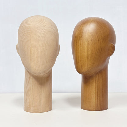 JELIMATE Wooden Mannequin Head Male – Solid Wood Hat Wig Glasses Display Stand