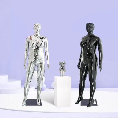 Plump Electroplated Female Mannequin | Abstract Head, Full - Body Plus - Size for European/African Fashion Displays