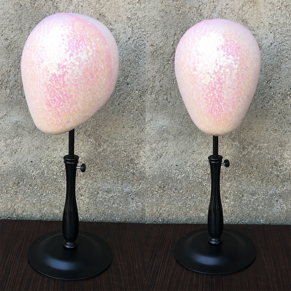 JELIMATE Glitter Diamond Wig Stand, Pinnable Sparkle Mannequin Head for Window Display