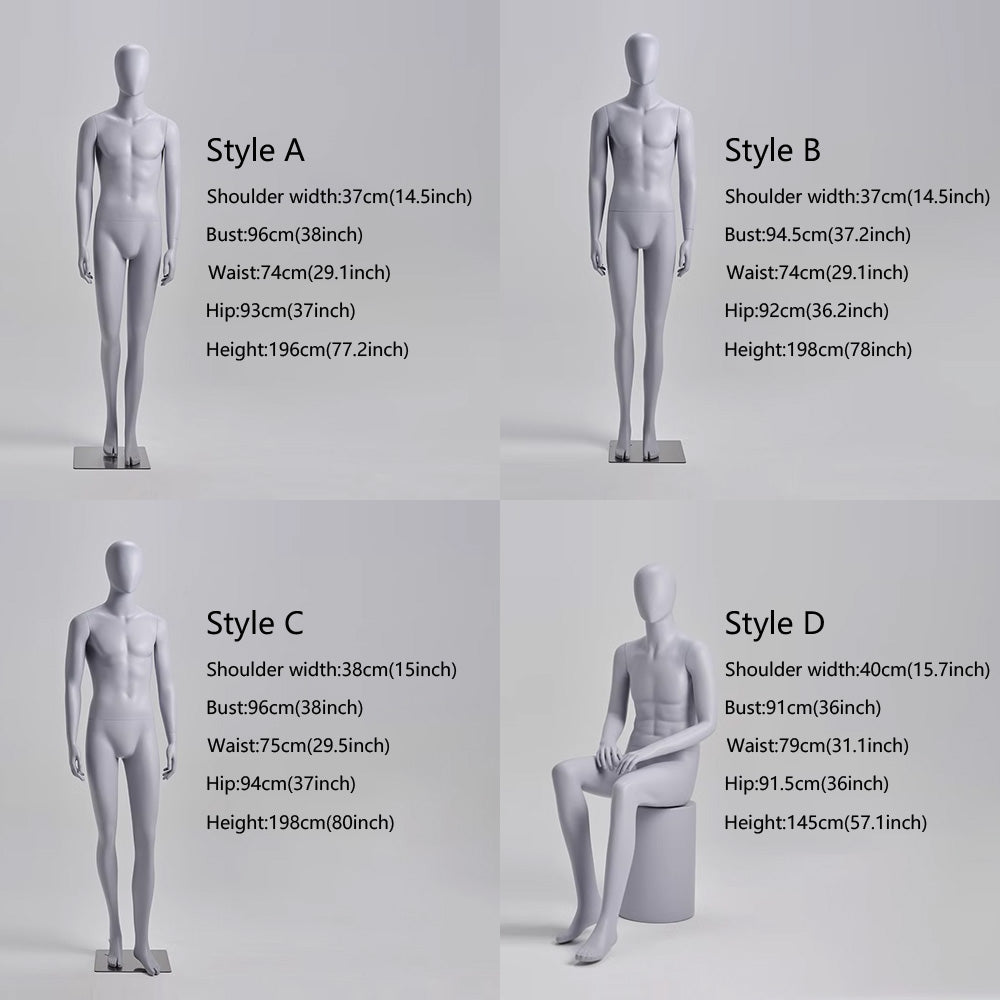 Jelimate Realistic Male Full Body Mannequin Dress Form,Grey Male Full Body Model Fiberglass Sport Mannequin,Garment Shop Window Display Male Suit Mannequin,Men Clothing Store Clothing Display Mannequin
