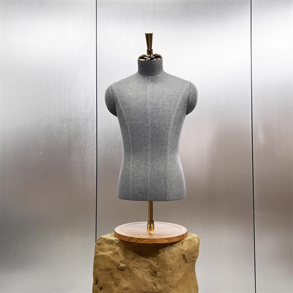 JELIMATE Luxury Half Body Mannequin Torso - Premium Dress Form with Integrated Pant & Shoe Rack and Solid Wooden Base