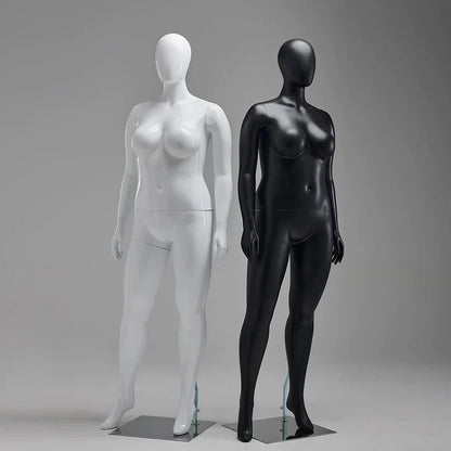 Maniquí femenino de lujo Jelimate con ventana dorada y plateada, con curvas y pechos grandes.