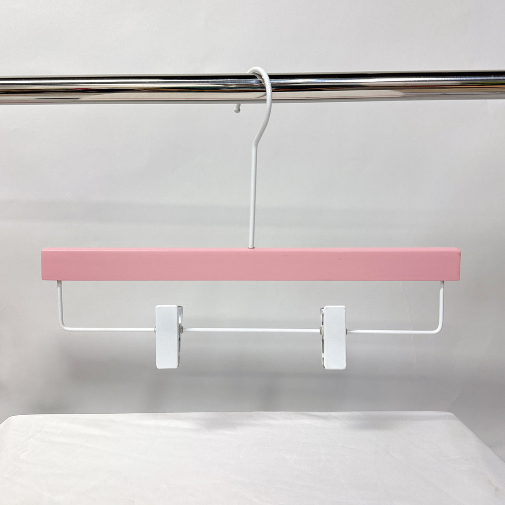Luxury Pink Wooden Hanger with Non-Slip Clips