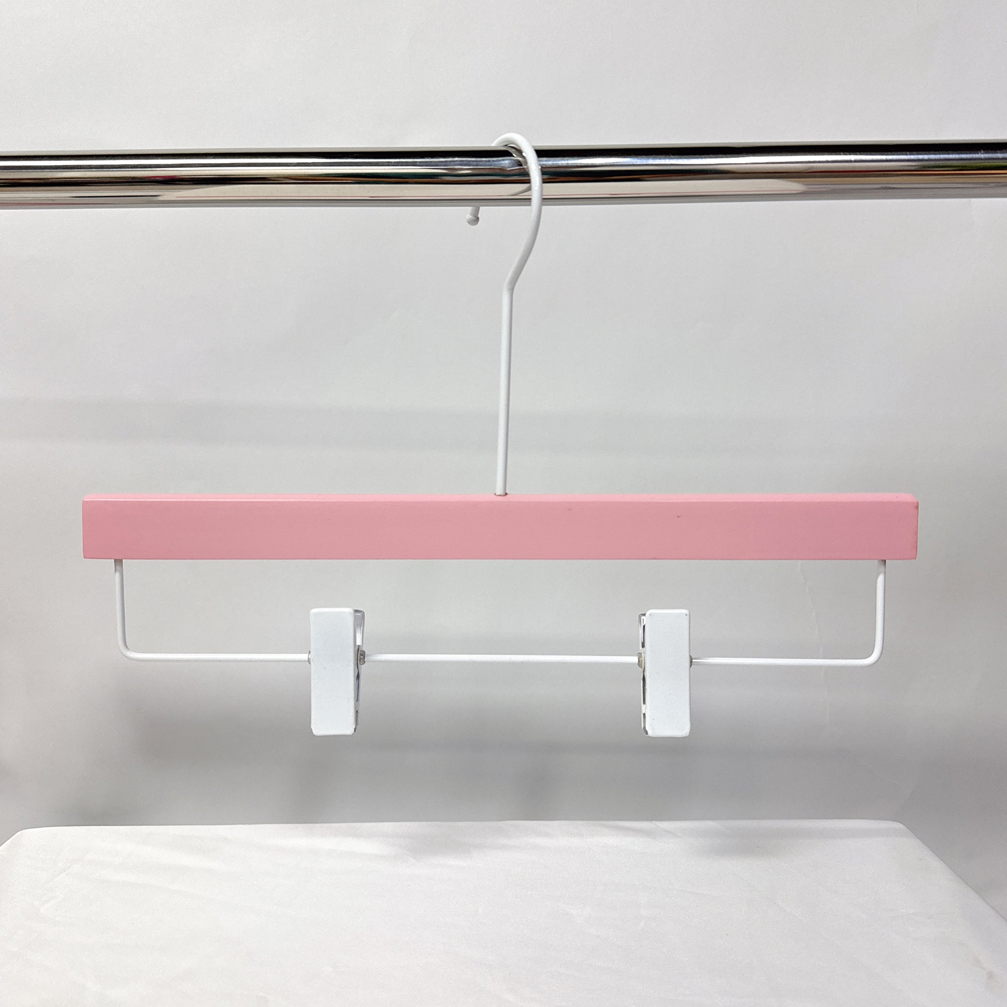 Luxury Pink Wooden Hanger with Non-Slip Clips
