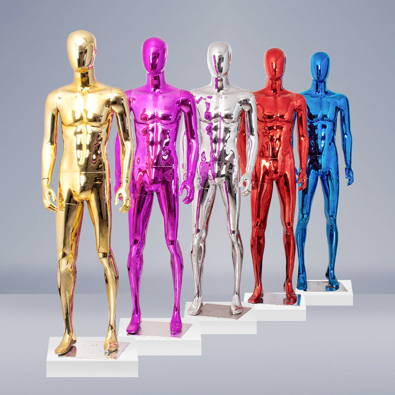 Brand Clothing Electroplated Mannequin | Full - Body Colorful Fiberglass Resin Golden Men's Clothing Window Display Rack