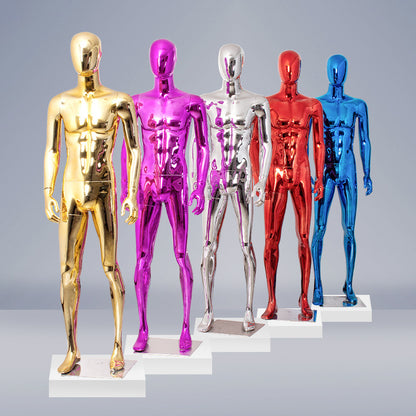 Brand Clothing Electroplated Mannequin | Full - Body Colorful Fiberglass Resin Golden Men's Clothing Window Display Rack